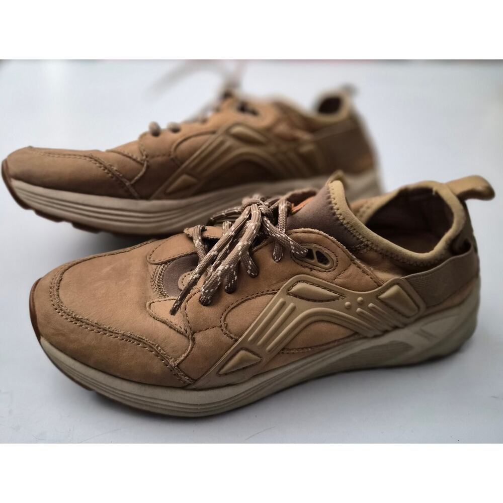 Earth Saunter Light Khaki Nubuck Leather Hiking Powerpath Sneakers Womens 7.5